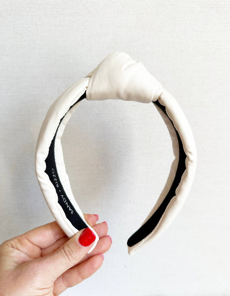 Cream Faux Leather Headband