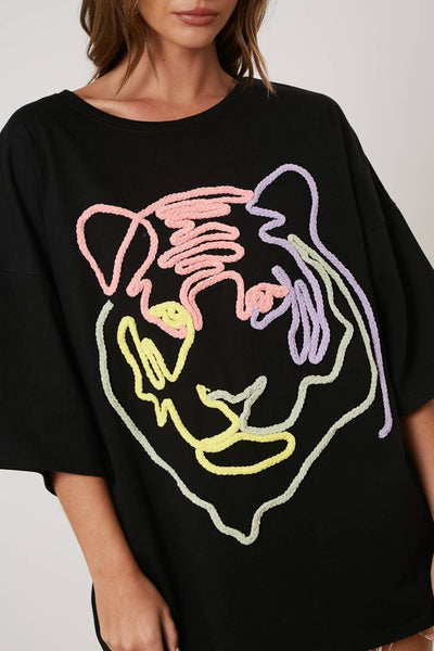 Wild Side Tiger Embroidery Top