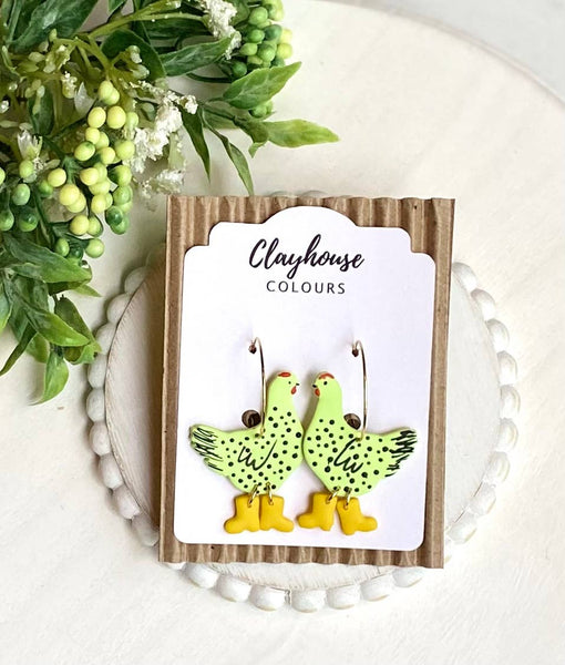 Chicken with Boots- Hoop Earrings