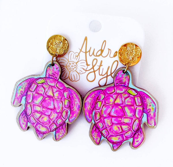 Pink Sea Turtle Resort Earring