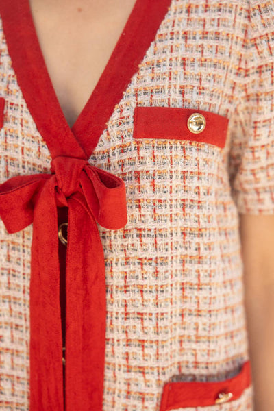 Romantic Ribbon Tweed Dress