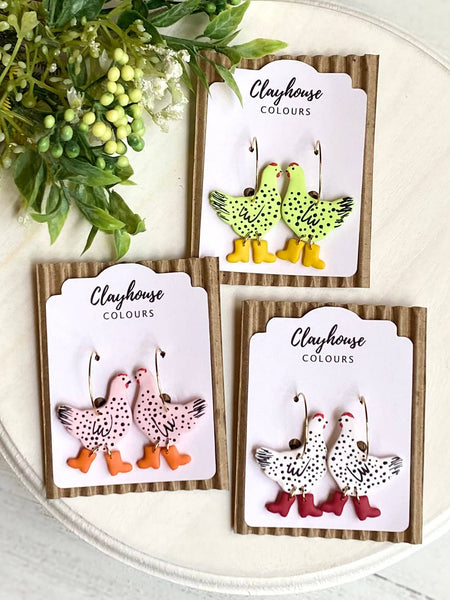 Chicken with Boots- Hoop Earrings