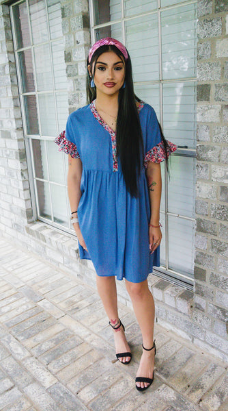 Summer Sky Chambray Blue Dress