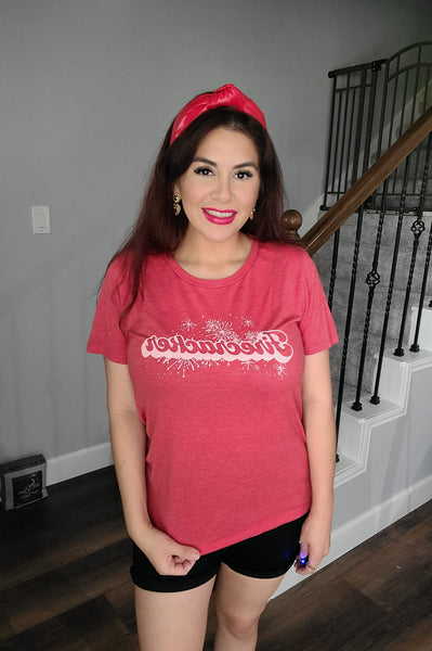 She's A Firecracker Red Crewneck Tee