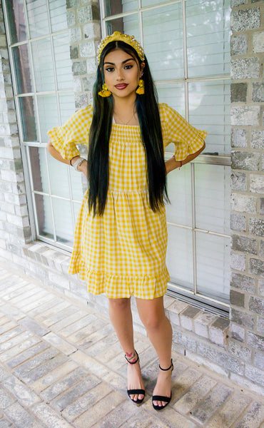 Sunny Days Yellow Gingham Dress