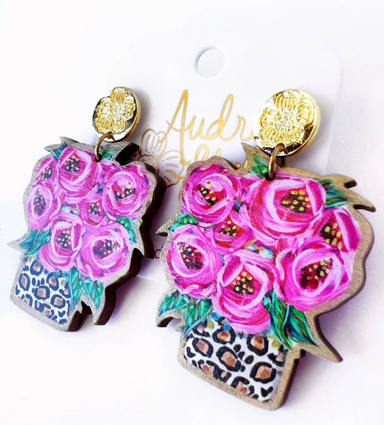 Leopard Rose Bouquet Earring