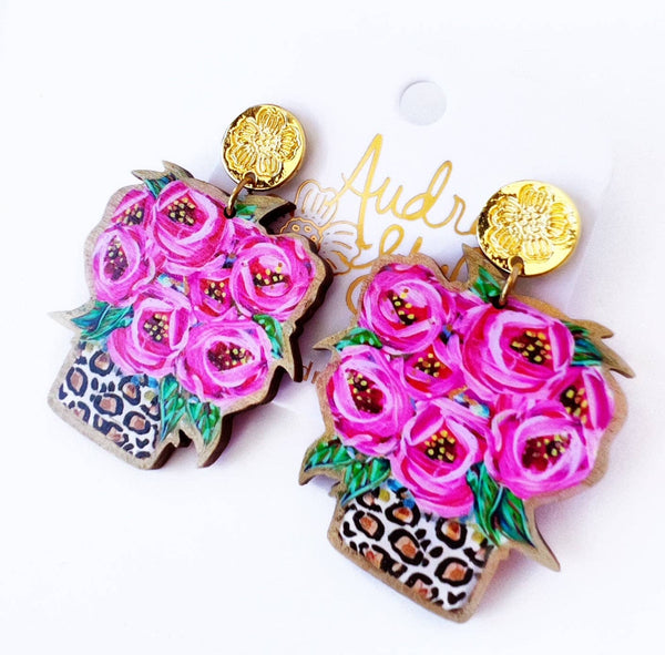 Leopard Rose Bouquet Earring