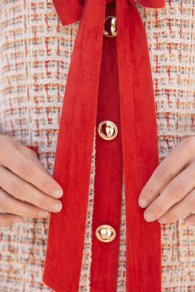 Romantic Ribbon Tweed Dress