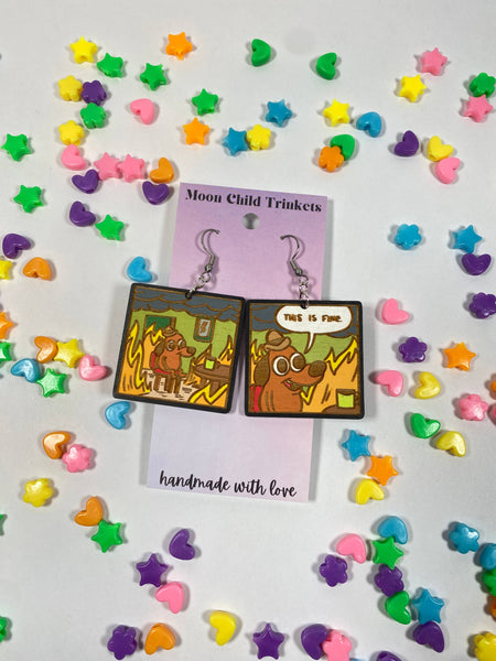 This is Fine Meme Hand Painted Earrings