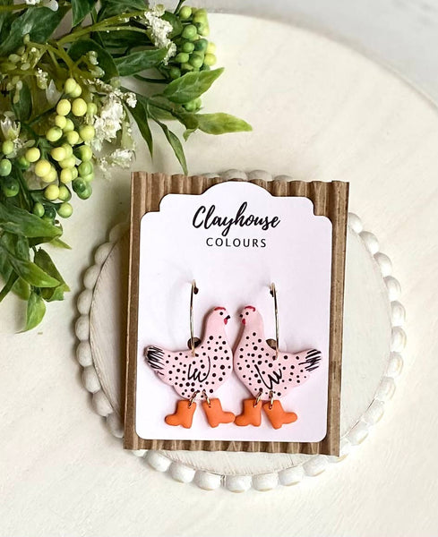 Chicken with Boots- Hoop Earrings