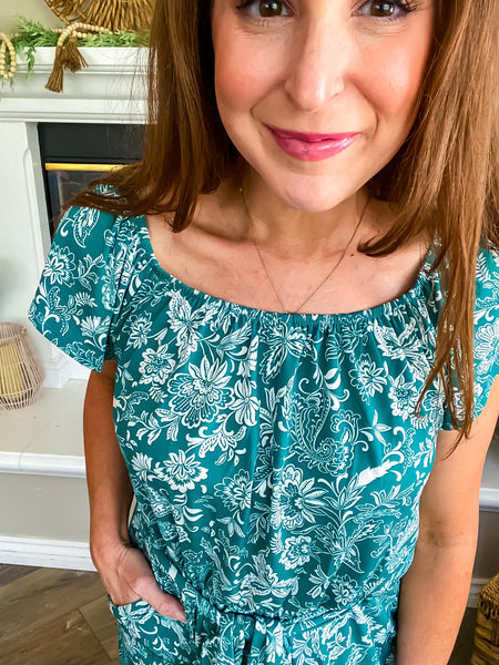 Paradise Palms Teal Jumpsuit