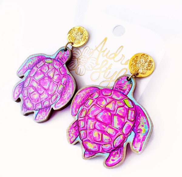 Pink Sea Turtle Resort Earring