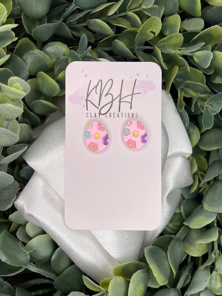 Easter Floral Egg Handmade Clay Earrings