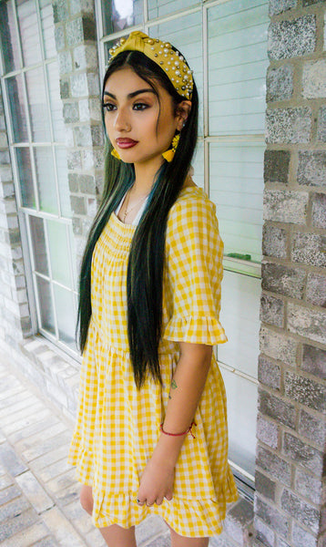 Sunny Days Yellow Gingham Dress
