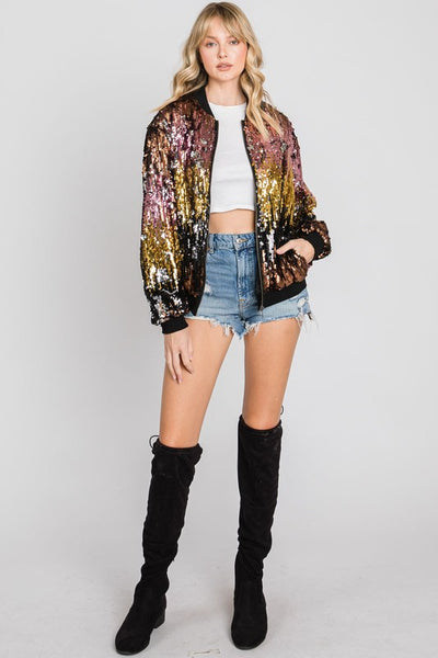 Into the Night Sequin Bomber Jacket