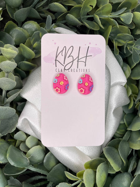 Easter Floral Egg Handmade Clay Earrings