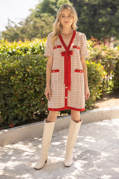 Romantic Ribbon Tweed Dress