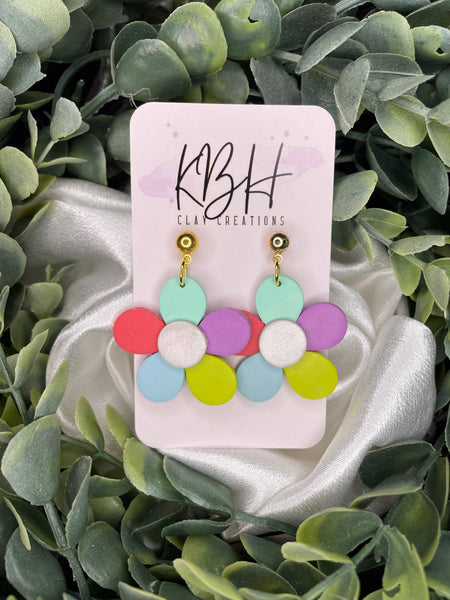 Multi Color Flower Clay Earrings