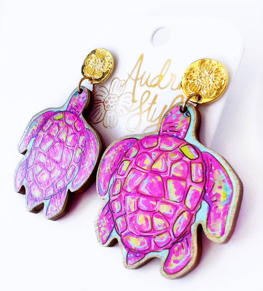 Pink Sea Turtle Resort Earring