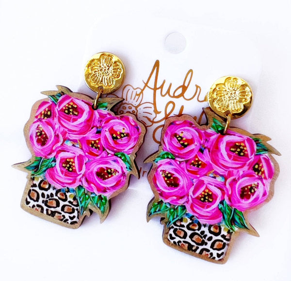 Leopard Rose Bouquet Earring