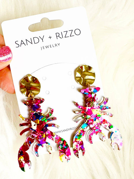 Pink Confetti Crawfish Dangle