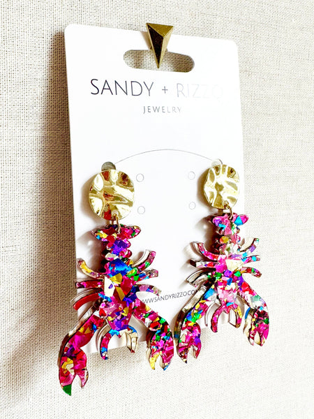 Pink Confetti Crawfish Dangle