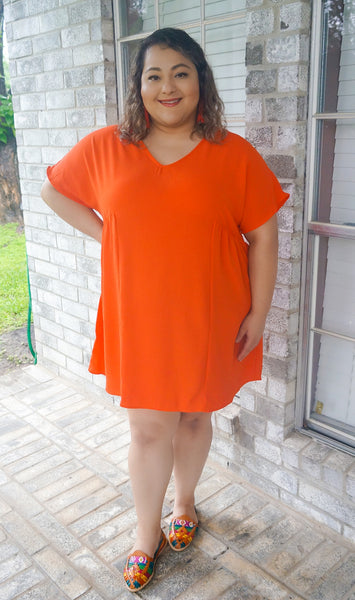 Starburst Dreams Shift Dress-Orange/Red