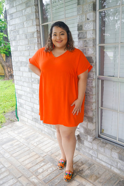 Starburst Dreams Shift Dress-Orange/Red