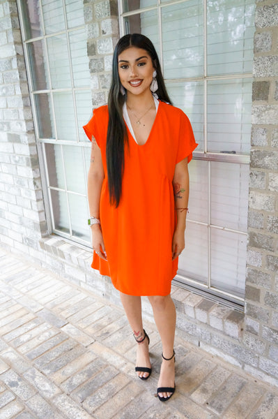 Starburst Dreams Shift Dress-Orange/Red