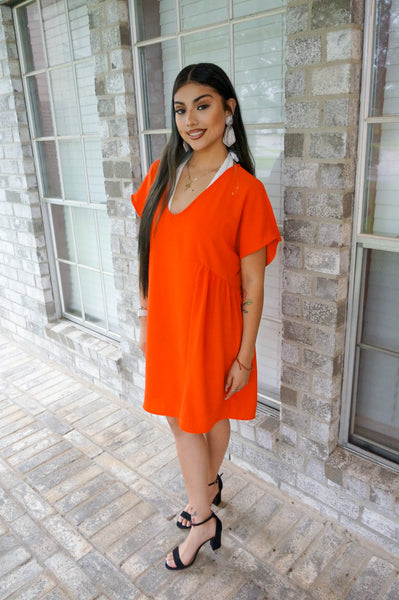 Starburst Dreams Shift Dress-Orange/Red