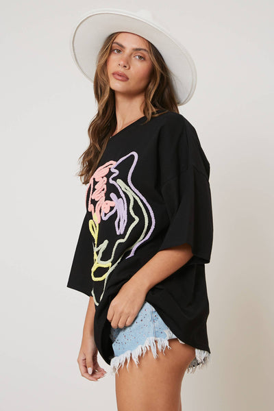 Wild Side Tiger Embroidery Top