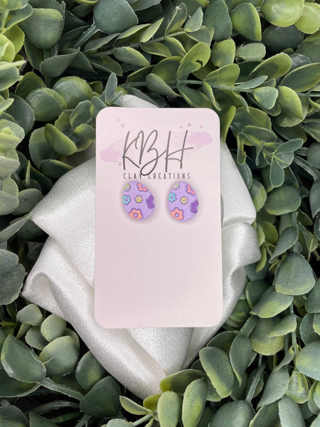 Easter Floral Egg Handmade Clay Earrings