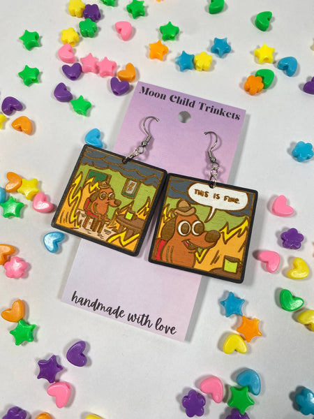 This is Fine Meme Hand Painted Earrings