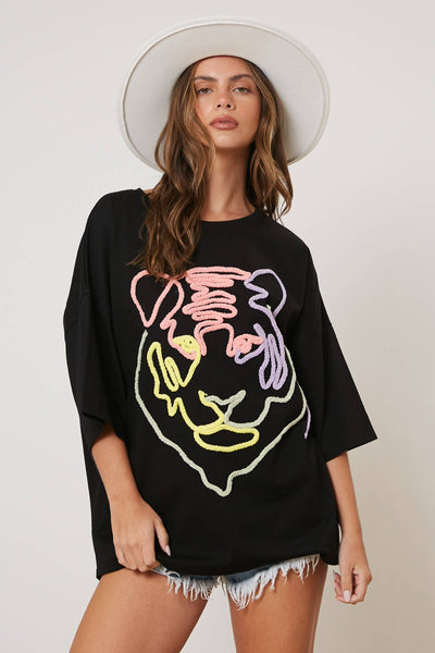 Wild Side Tiger Embroidery Top