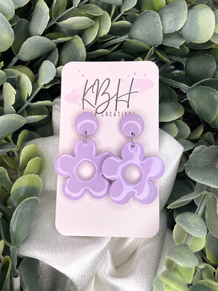 Glitter Flower Dangle Handmade Clay Earrings