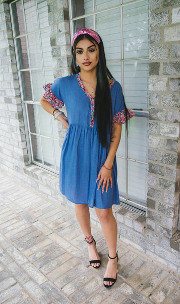 Summer Sky Chambray Blue Dress