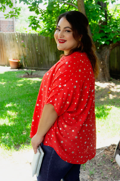 Stars On The Water Red Print Tunic Top