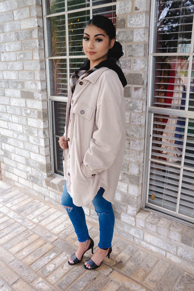 The Lacey Fleece Button Down Shacket-Ivory