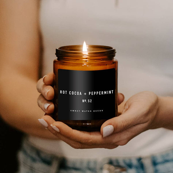 Hot Cocoa + Peppermint Soy Candle | Amber Jar Candle