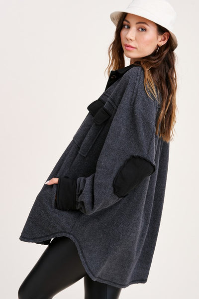The Mabel Shacket-Charcoal/Black