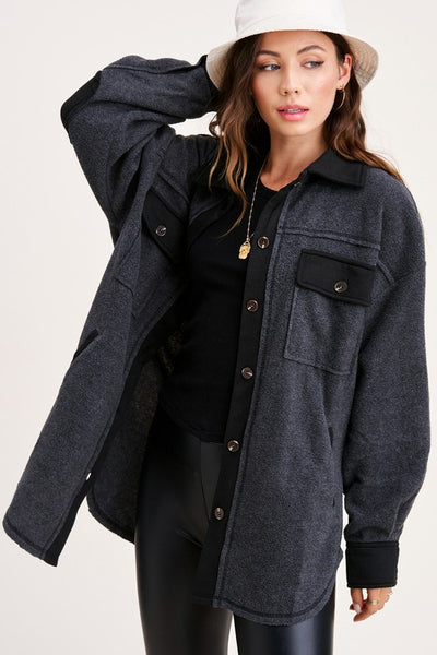 The Mabel Shacket-Charcoal/Black