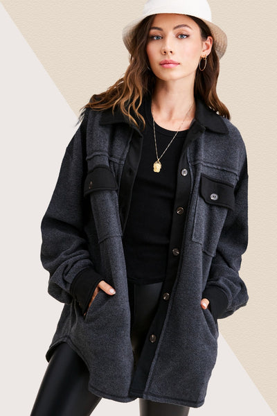 The Mabel Shacket-Charcoal/Black