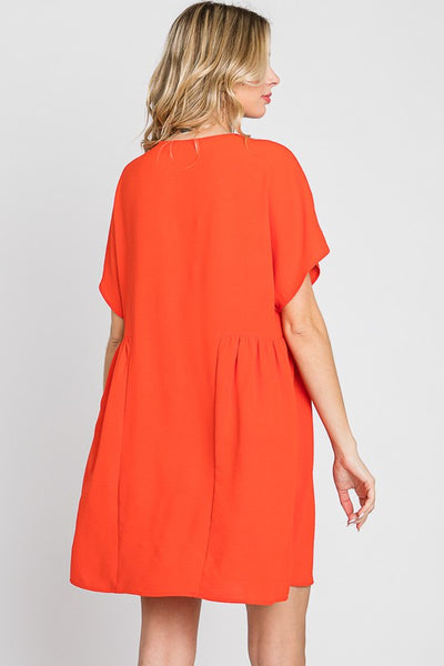 Starburst Dreams Shift Dress-Orange/Red