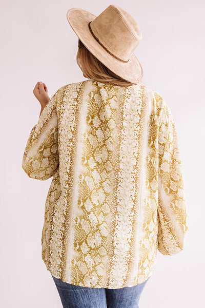 Sleek & Sassy Snake Print Top-Golden Yellow
