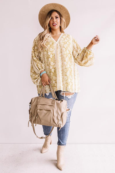 Sleek & Sassy Snake Print Top-Golden Yellow