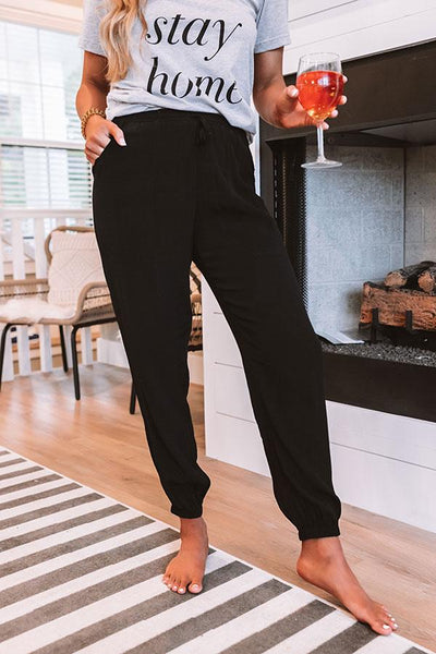Let's Stay In French Terry Joggers-Black