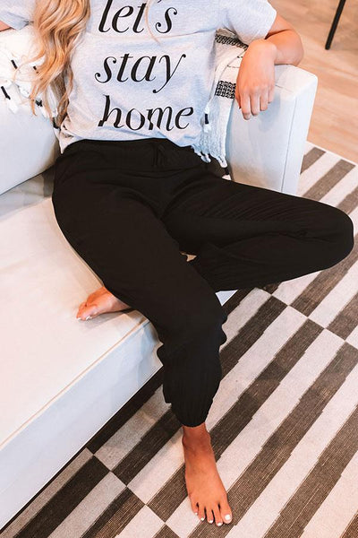 Let's Stay In French Terry Joggers-Black