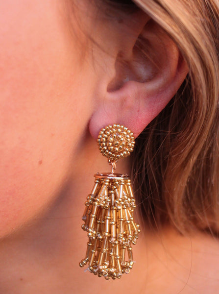 An Elegant Affair Beaded Drop Tassel Earrings