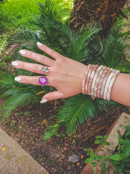 Fair Trade Nepal Roll On Bracelet- Rose All Day
