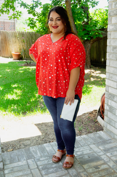 Stars On The Water Red Print Tunic Top